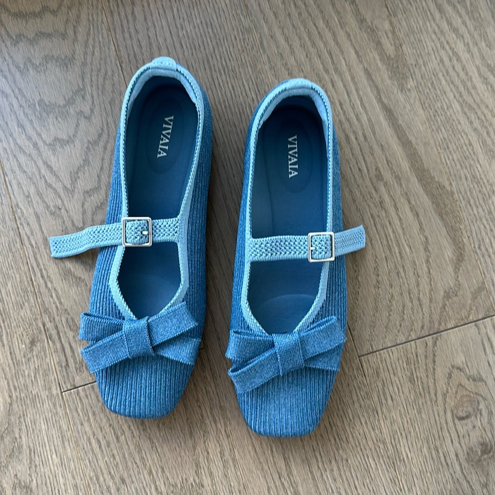 VIVAIA Blue Women's Flats with Bow Detail